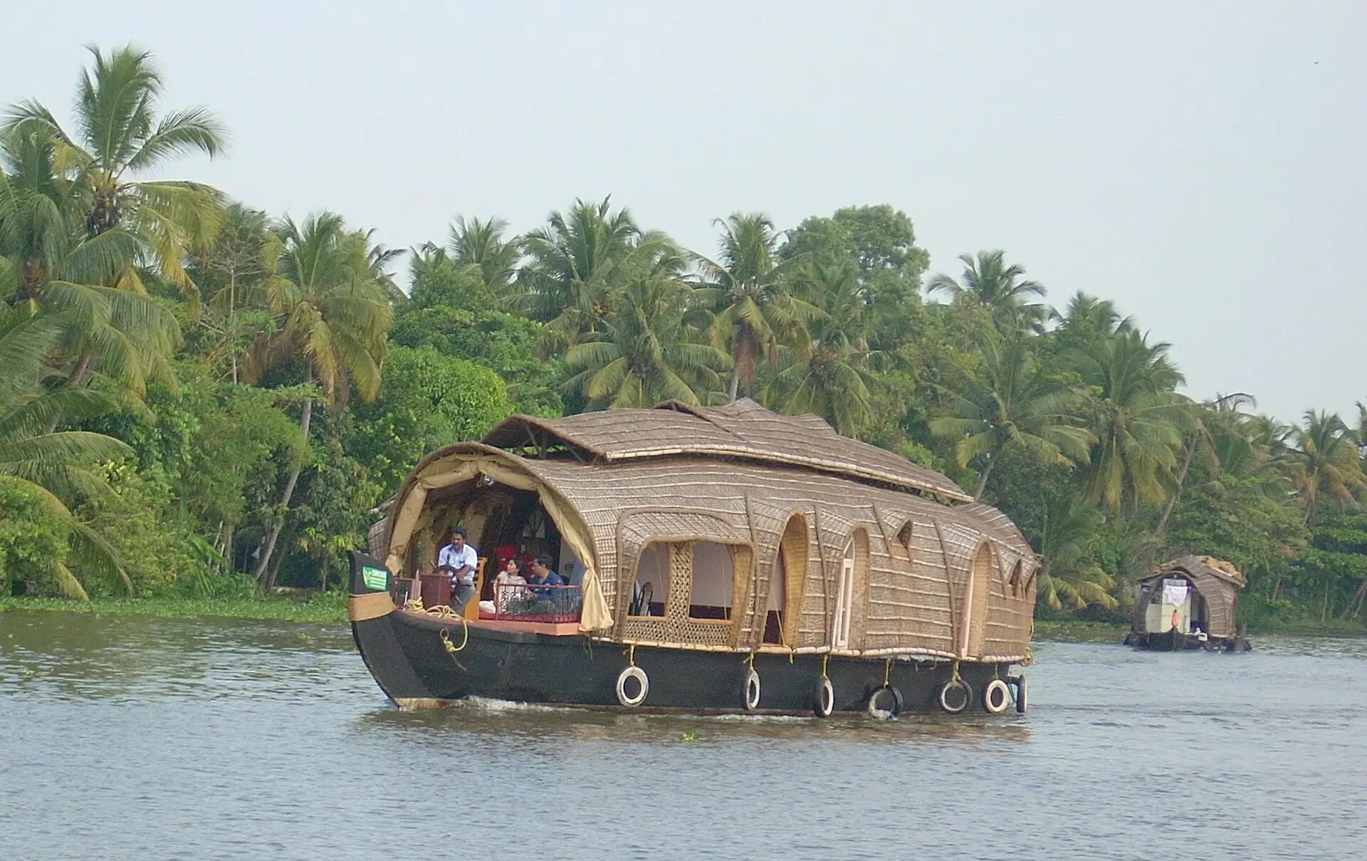 A traditional houseboat on the Kerala backwaters